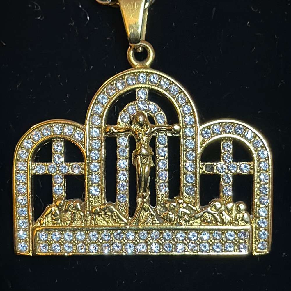 Gold and Diamond Cross Pendant ( “Last Super”)